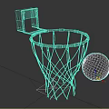 Sturdy Basketball Hoop with Red Backboard Rim Net and Orange Basketball