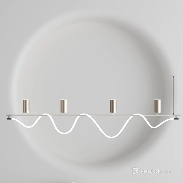 Modern Wave Shaped Chandelier With Sleek Metal Cylinders For Contemporary Interior Lighting 3d model 