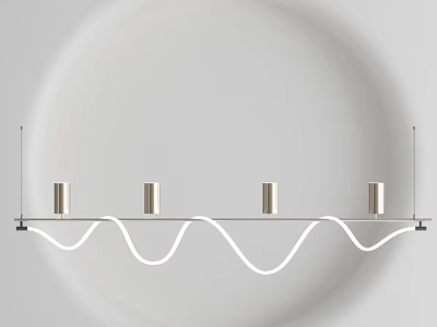 Modern Wave Shaped Chandelier With Sleek Metal Cylinders For Contemporary Interior Lighting 3d model