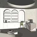 Modern Beauty Salon Interior Design With Elegant Reception Area And Product Shelves