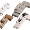Modern Sectional Sofas in Different Colors with Stylish Design and Cushions 3d model
