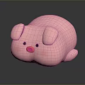 Soft Pink Pig Plush Toy With Chubby Round Lying Down Design 3d model