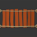 Wooden Rope Bridge With Decorative Posts And Plank Structure 3d model