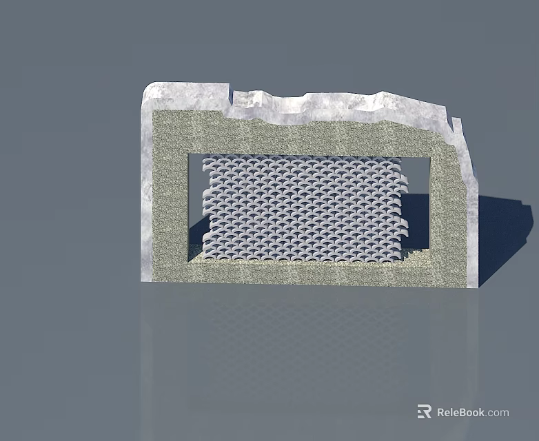 Sturdy Swing Door Design With Gray Frame And Grid Pattern For Interior Structure 3d model