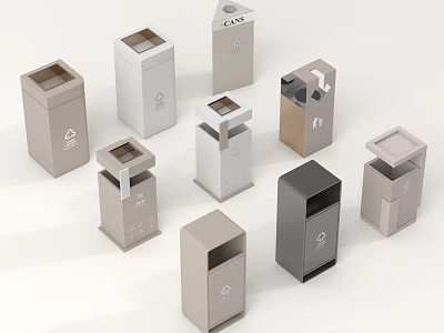 Public Facility Trash Bins With Various Designs And Modern Styles For Public Areas 3d model