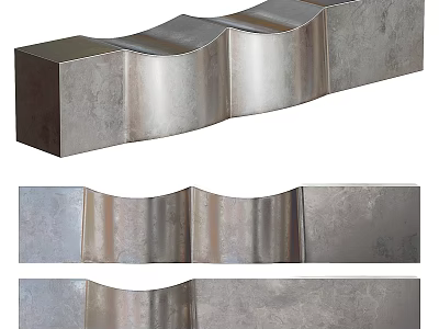 Modern Public Bench With Sleek Metal Surface And Wave Shaped Seats For Public Areas 3d model