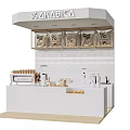 White Bar Counter With Hanging Coffee Bean Bags And Coffee Machines For Coffee Shop