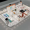 Modern Specialty Store Interior Design With Spacious Layout Display Shelves And Sofa Area 3d model