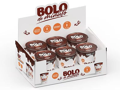 Delicious Bolo de Minho Beverage in Display Box with Chocolate Drizzle Cups 3d model