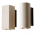 Modern Travertine Wall Sconces Square And Cylindrical Design With Warm Light 3d model