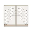 Modern Geometric Room Divider Design With Brown Hexagonal Grid On White Panel 3d model