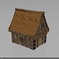 Traditional Cottage Building With Wood And Stone Structure Orange Tiled Roof Windows And Wooden Door