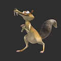 Cartoon Squirrel Character With Large Teeth Brown Ears Yellow Body Standing On Black Background