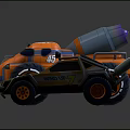 Electric Toy Monster Truck Racing Car Orange Brown Big Wheels Roof Exhaust for Kids Play