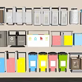 Public Facilities Various Colorful Waste Recycling Bins with Classification Labels 3d model