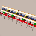 Industrial Conveyor Belt System With Metal Frame And Red Green Components 3d model