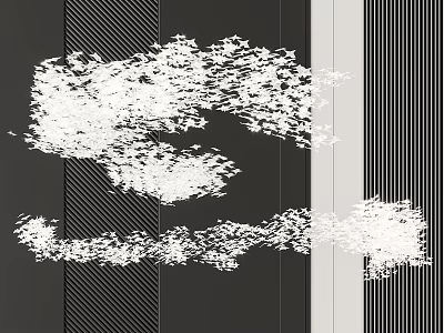 Modern White Fragmented Chandelier Design For Grey Black Striped Interior Decor 3d model