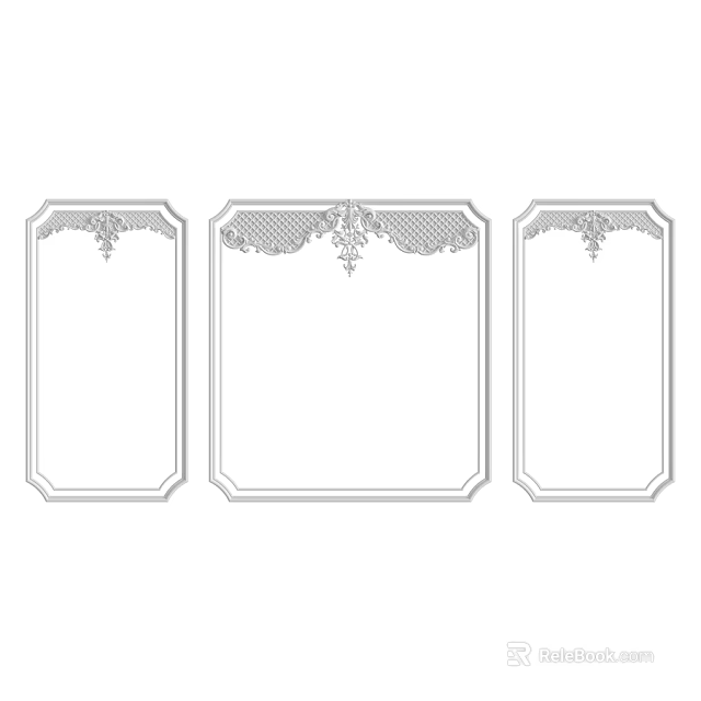 Three Decorative Architectural Components With Ornate Frames And Intricate Patterns 3d model 