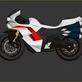 Sleek Modern Motorcycle With White Body Red Accents And Blue Exhaust Pipes