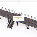 Industrial Metal Bridge With Walkway Railings Staircase And Support Columns