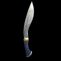 Silver Carved Blade Knife With Blue Handle And Gold Accent Weapon