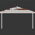Outdoor Pavilion Featuring Red Tiled Roof Supporting Columns And Gray Brick Floor