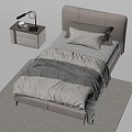 Modern Single Bed Single Bed Bedside Cabinet 3d model