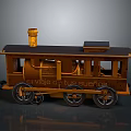 Vintage Yellow Steam Train Model With Black Roof And Metal Wheels