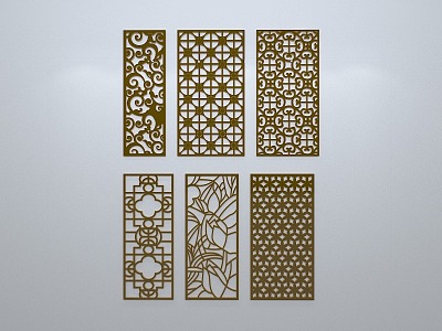 Chinese-style window grilles silhouette pane window sill border openwork window 3d model