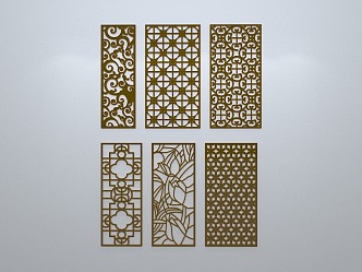 Chinese-style window grilles silhouette pane window sill border openwork window 3d model