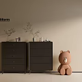 Poliform Dark Entryway Cabinet And Side Cabinet With Plants Decorative Items And Teddy Bear
