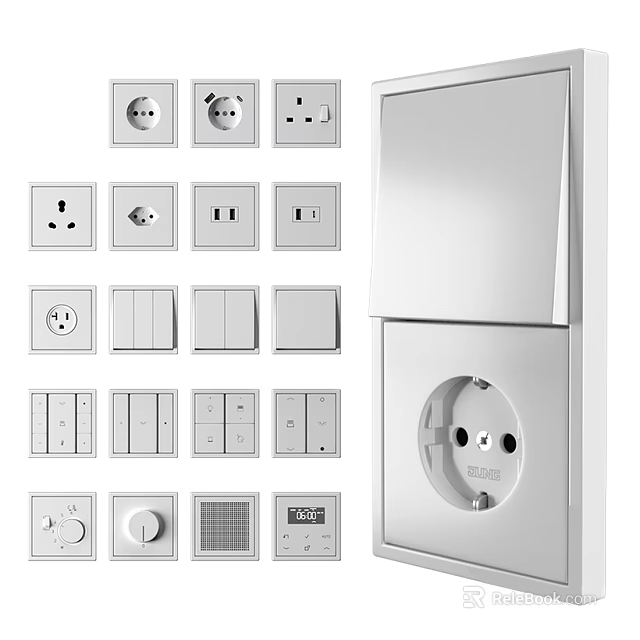 Assorted Switch Panel Types For Home With Sockets And Controls 3d model 