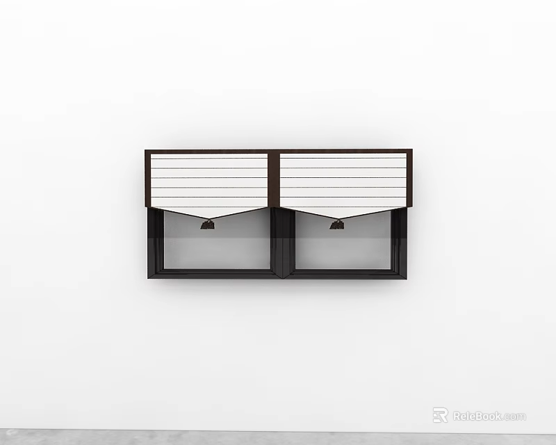Modern Minimalist Entryway Side Cabinet Design With Storage Drawers And Open Shelves 3d model 