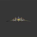 Futuristic Yellow And Silver Aircraft Model With Mechanical Wings And Details