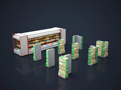 Commercial Display Shelves Featuring Multiple Tiered Units And Organized Retail Showcase Structure 3d model