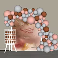 Elegant Pink White Copper Balloon Arch Decoration For Party Event Setup 3d model