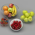 Fresh Assorted Fruits Including Apples Oranges Bananas And Cherries In Glass Bowls