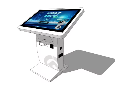 Public Facility Interactive Self Service Touchscreen Terminal With White Design And Display Screen 3d model