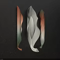 Modern Petal Shaped Wall Decor with White Orange Green Gradient on Black Background 3d model