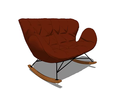 Modern Red Rocking Two Seater Sofa With Curved Design And Upholstered Finish 3d model