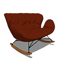 Modern Red Rocking Two Seater Sofa With Curved Design And Upholstered Finish