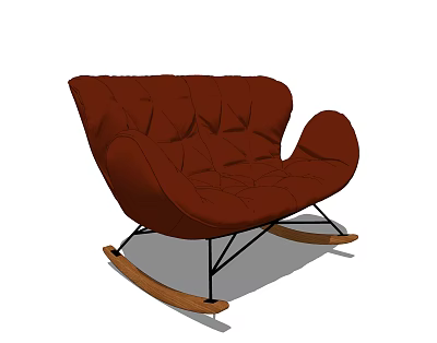 Modern Red Rocking Two Seater Sofa With Curved Design And Upholstered Finish 3d model
