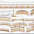 Different Types of Wooden Landscape Bridges Featuring Arched Flat and Railed Designs