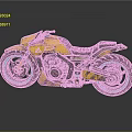 Futuristic Cyberpunk Yellow Motorcycle With Black Seat And Blue Neon Rims