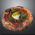 Delicious Italian Style Pizza With Fresh Tomato Mozzarella Spinach And Crispy Baked Crust