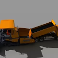 Yellow Construction Utility Vehicle With Dump Truck And Paver For Road Work