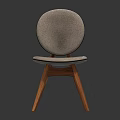 Modern Minimalist Leisure Chair With Round Backrest Light Beige Fabric And Wooden Frame