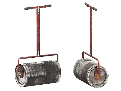 Heavy Duty Industrial Equipment With Red Metal Frame Black Drum And Handle 3d model
