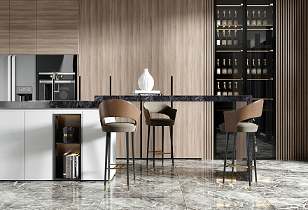 Modern Bar Chair Combination Bar Counter 3d model