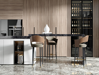 Modern Bar Chair Combination Bar Counter 3d model